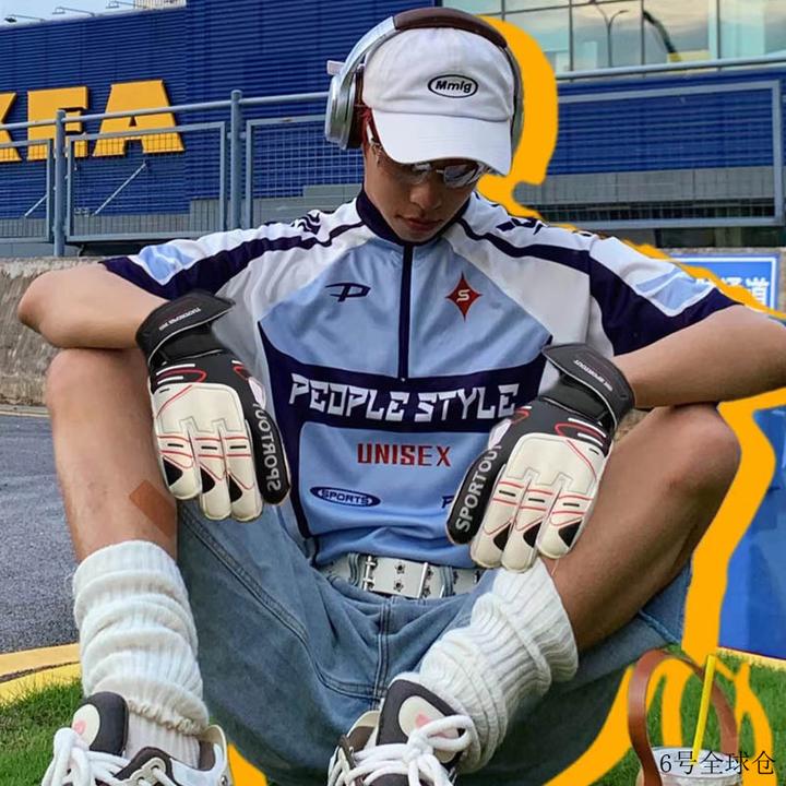 美式户外骑行服元素撞色T恤男女运动风小众解构撞色透气修身短袖