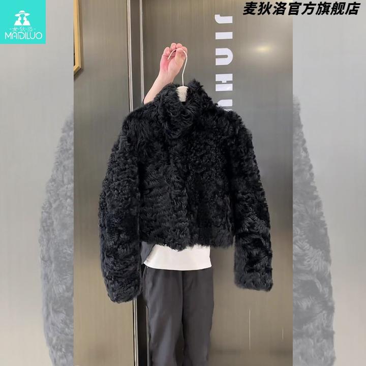 【限量款】黑色立领小香风毛茸茸质量好外套女2025冬季新款加厚韩系