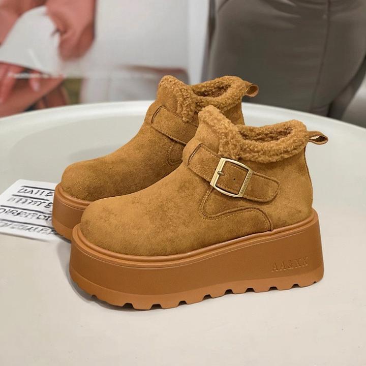 厚底松糕增高好看雪地短靴子女冬季加绒加厚保暖2025新款勃肯女鞋