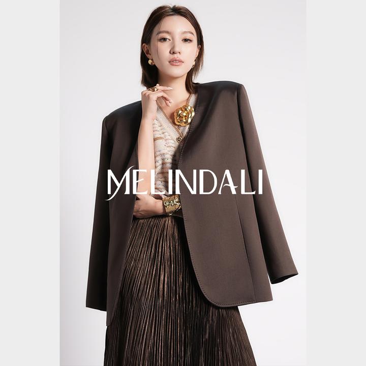 Melinda Li【贵雅丝毛】私服重磅32姆米桑蚕丝羊毛无领高级感西装