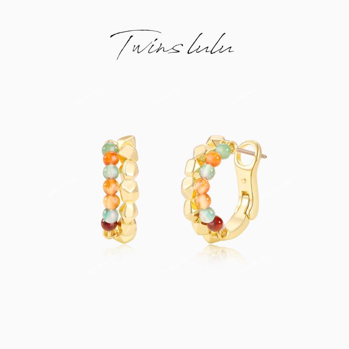 TWINS LULU 镀K金【绮梦珠】百搭时尚彩色几何珠珠耳环TSL2989