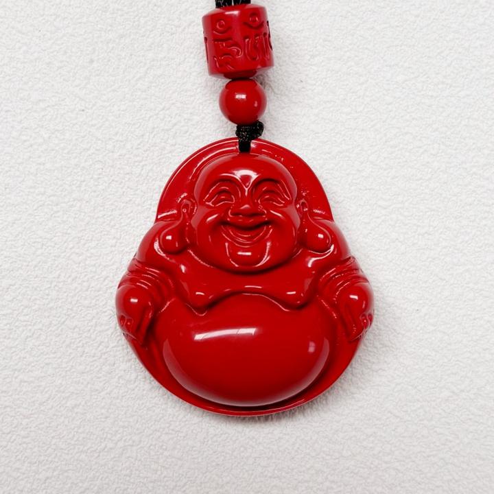 含辰砂工艺品旬阳原产地官方保真正品辰砂佛公吊坠挂件高含量红砂