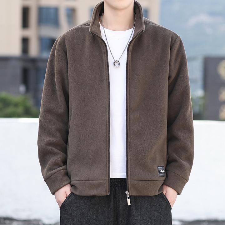 昆加希毕夹克外套男士春季立领休闲宽松卫衣秋冬加绒摇粒绒开衫