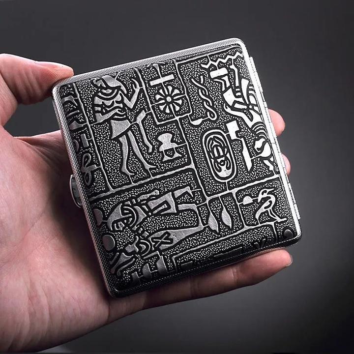 高档皮质花纹烟盒20支装超薄金属简约香菸便携香烟盒烟夹男士礼品