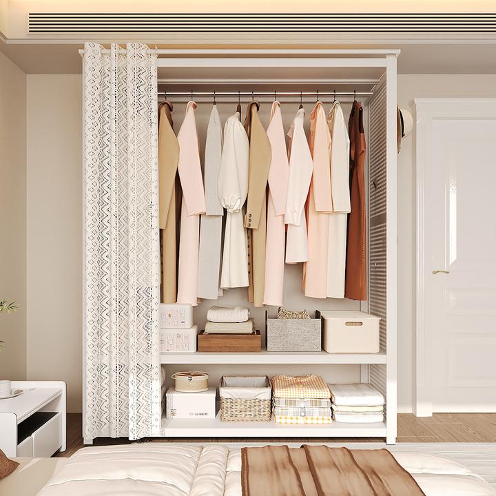 衣柜卧室简易货架衣柜开放式衣柜金属衣柜结实耐用组装家用收纳柜