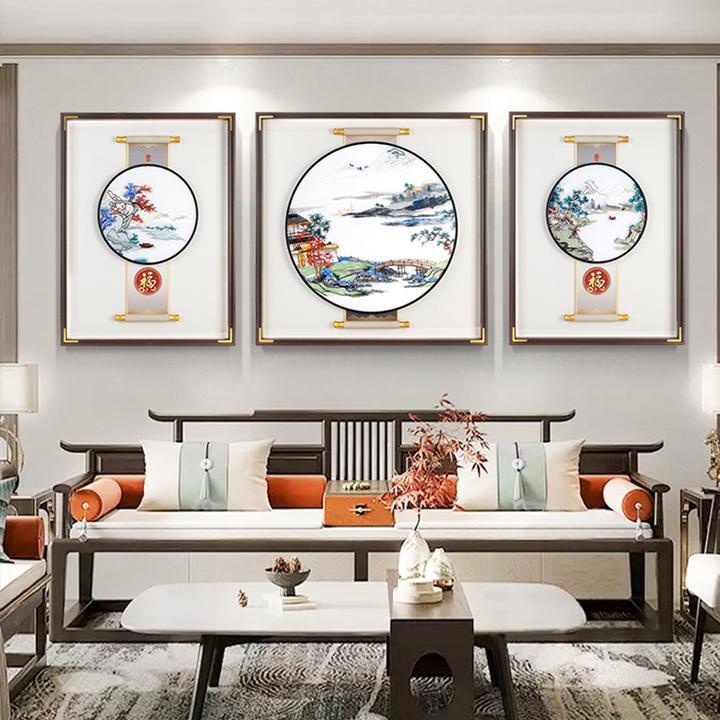 【苏绣坊】苏绣装饰中式客厅沙发客厅家居饰品背景墙装饰画2025最新