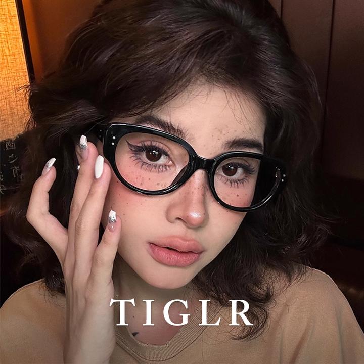帝格勒猫眼黑框眼镜框女可配度数近视素颜神器方圆脸眼镜架高级感