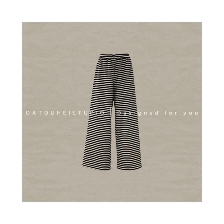 【DATOUHEI 秋冬新品】“撞色条纹"磨毛条纹休闲直筒裤D225K18974