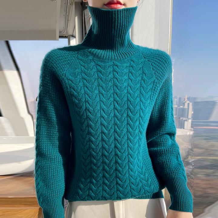 100%纯羊毛衫女冬季加厚高领保暖毛衣宽松百搭纯色针织羊绒打底衫
