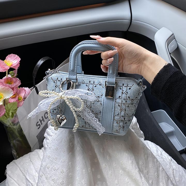 韩系高品质手提保龄球包包女2025新款超火撞色单肩包斜挎枕头包