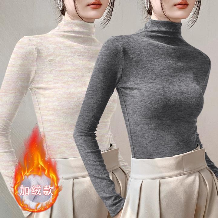 螺纹弹力立领T恤女士内搭秋冬2025年新款减龄时髦半高领打底衫T恤