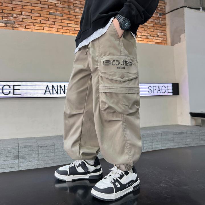 男童裤子春秋款2025新款中大儿童秋装工装裤男孩秋季休闲长裤帅气