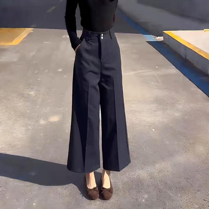 气质百搭黑色西装裤女2025秋季新款高腰宽松显瘦洋气九分阔腿裤子