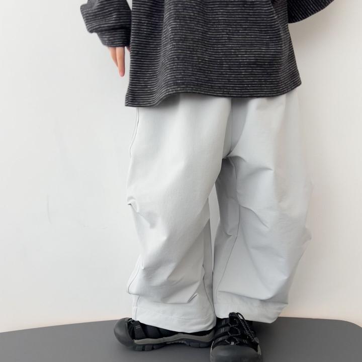 miniwhy亲子童装 | 冰蓝灰~蛋皮感弹性尼龙运动伞兵长裤 25秋冬