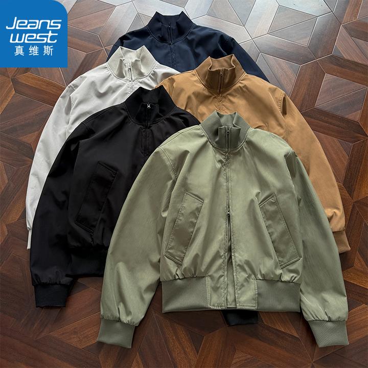 美式立领夹克飞行服廓形秋季新款宽松百搭棒球服外套男