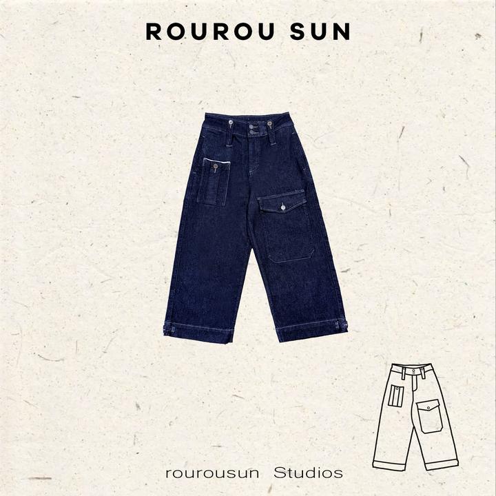 3161冬款女装韩版慵懒百搭水洗做旧宽松工装牛仔分裤