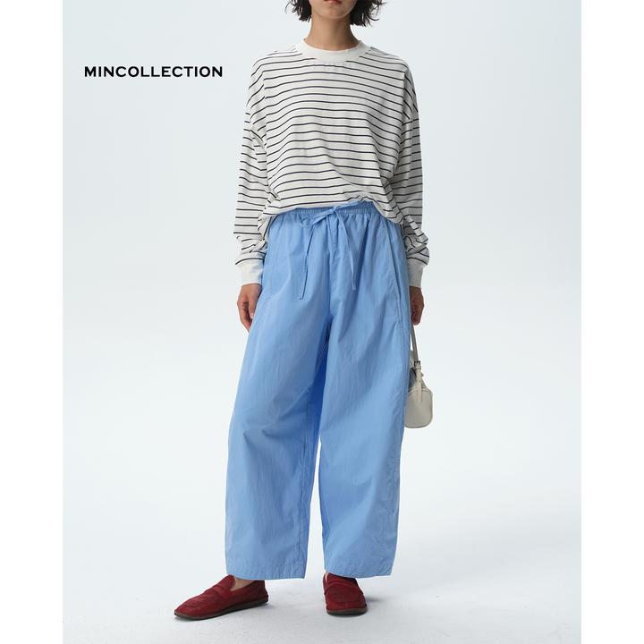 DE Mincollection九分系带裤/高密棉轻解构廓形松紧腰休闲裤55084
