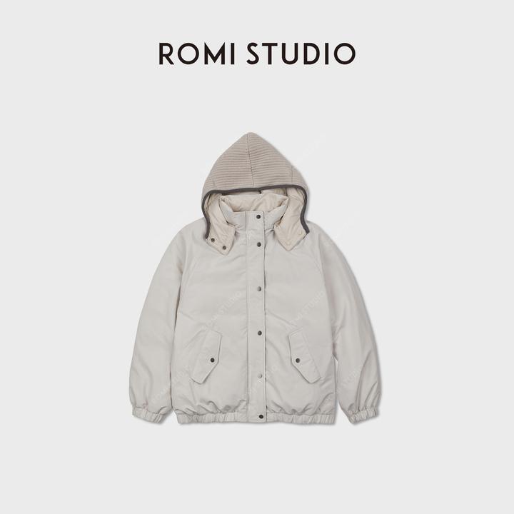 ROMI STUDIO90白鹅绒蓬松轻盈一手长廓形连帽羽绒外套RWCWWG5706