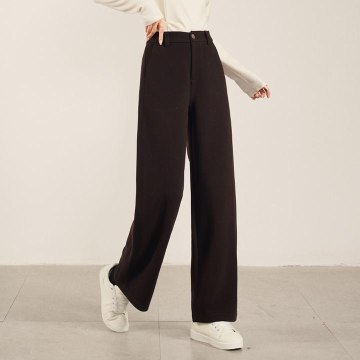 凌丹娜冬款秋冬醋酸羊毛直筒裤2025新款毛呢裤高腰显瘦宽松22229