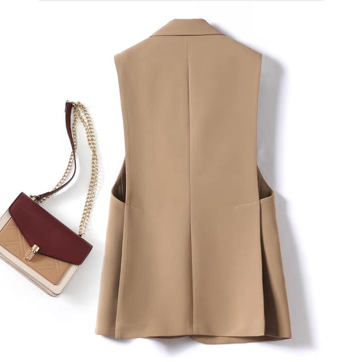 百搭气质时尚黑色马夹四季通用一粒扣常规韩版外穿马甲新款