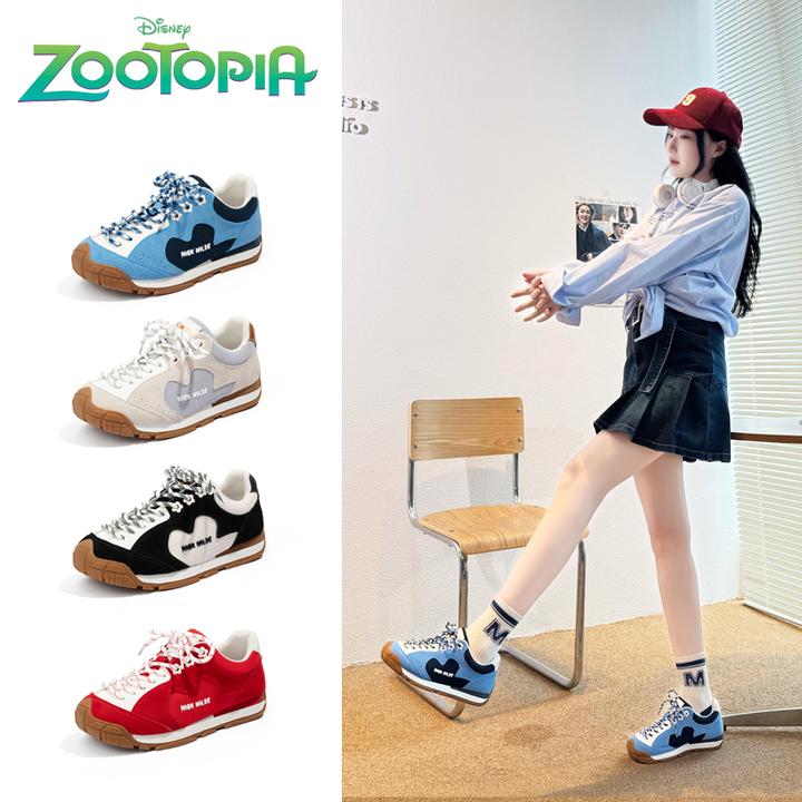 Disney/迪士尼疯狂动物城阿甘鞋复古百搭运动鞋子女款厚底德训鞋~