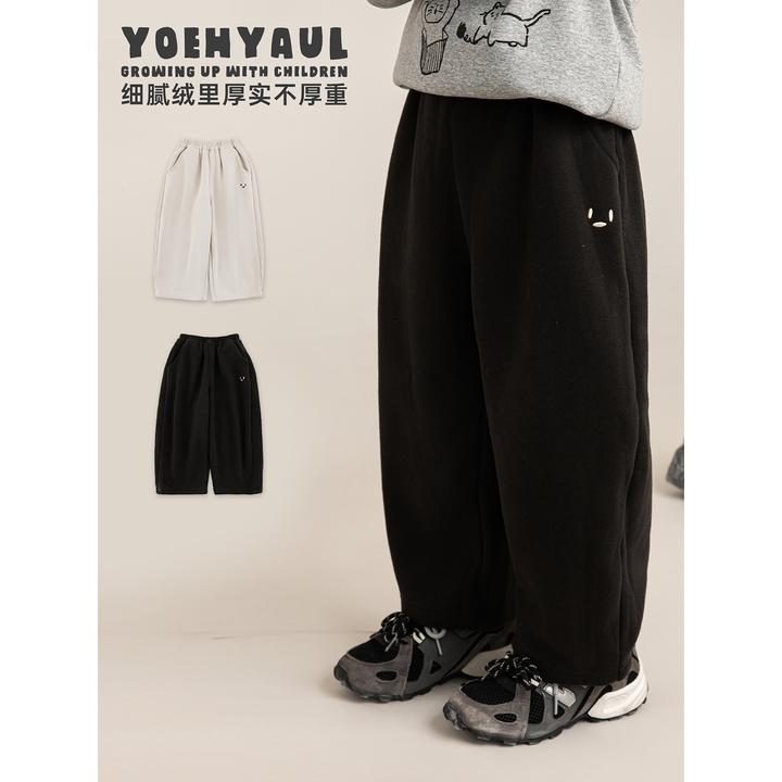 幼悠男童冬装加绒加厚直筒裤子潮酷痞帅童装百搭儿童休闲裤N7326