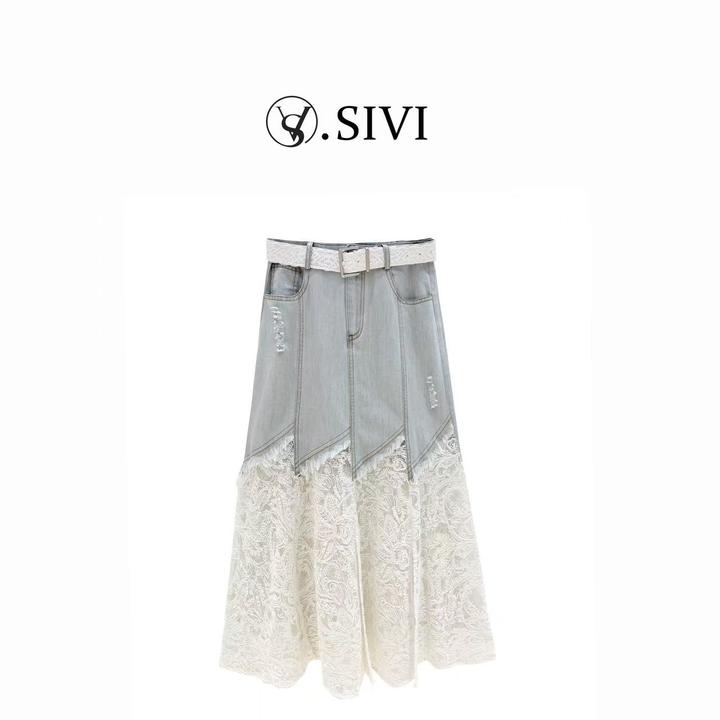 【雪莉专属】2025春季新款休闲气质灰色牛仔半身裙半裙H1989