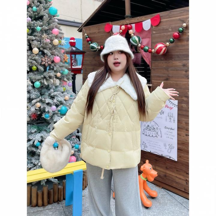 花契“特罗姆瑟”大码女装简约200斤胖mm-90白鸭绒羽绒服13642-C