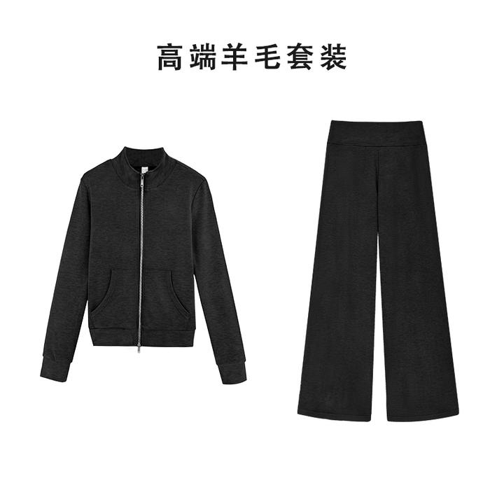 羊毛2.0立领双拉链秋冬小蛮腰运动休闲百搭针织气质保暖时尚修身