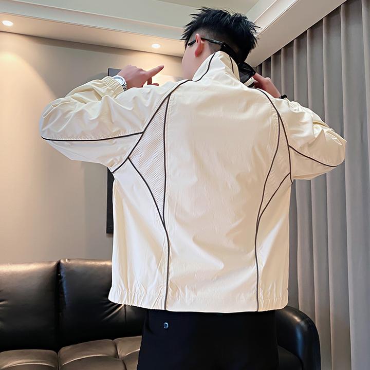 外套男款春秋季爆款2025新款时尚线条高级感痞帅潮牌男装立领夹克