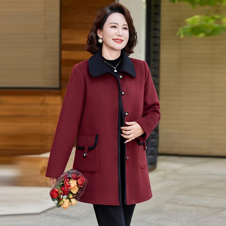 中老年妈妈秋冬装新款毛呢大衣女2025时尚洋气秋季宽松气质外套