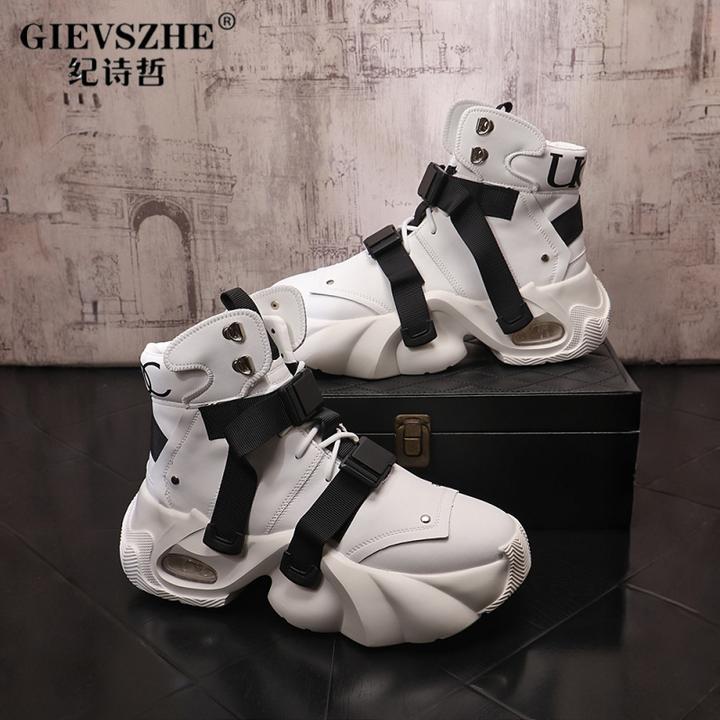 【高帮鞋】纪诗哲高帮鞋厚底短靴黑武士加绒保暖大码增加绒高帮老爹