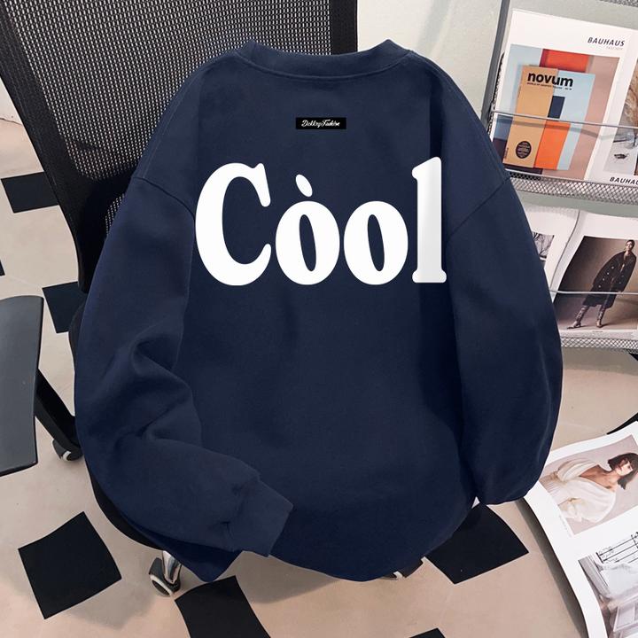 Dekkry潮流时尚创意字母印花秋冬藏青色纯棉长袖t恤男女宽松上衣