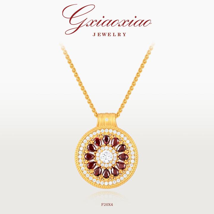 G XIAOXIAO 金色不掉色项链高级感气质经典玫瑰花窗项链 F20X4