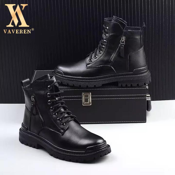 新款男鞋时尚百搭休闲马丁靴厚底内增高高帮工装鞋男士春秋马丁靴