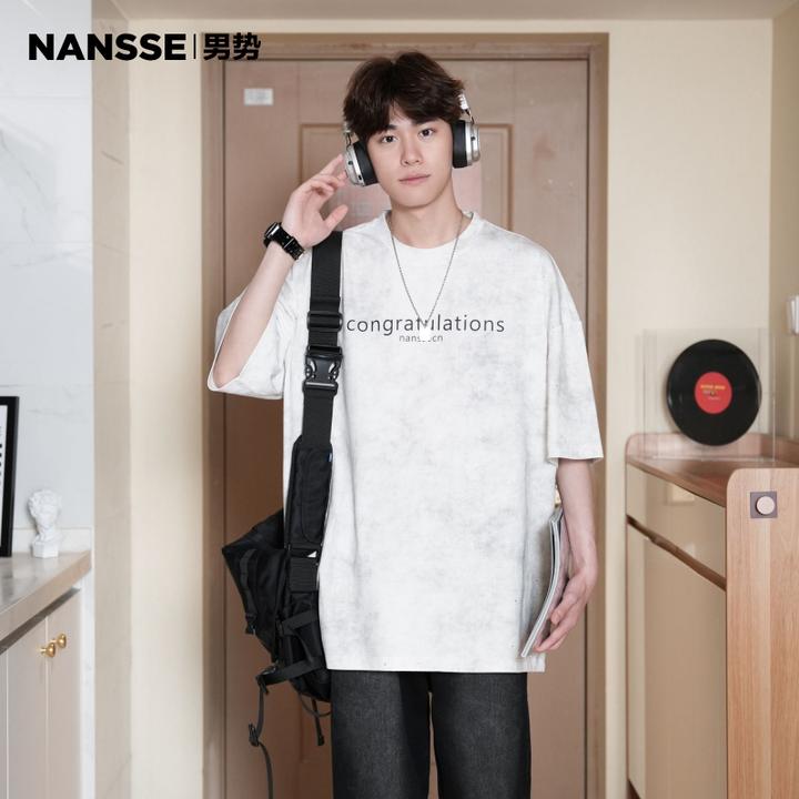 美式潮牌扎染满天星t恤男款夏季2025宽松百搭情侣半袖高级感上衣