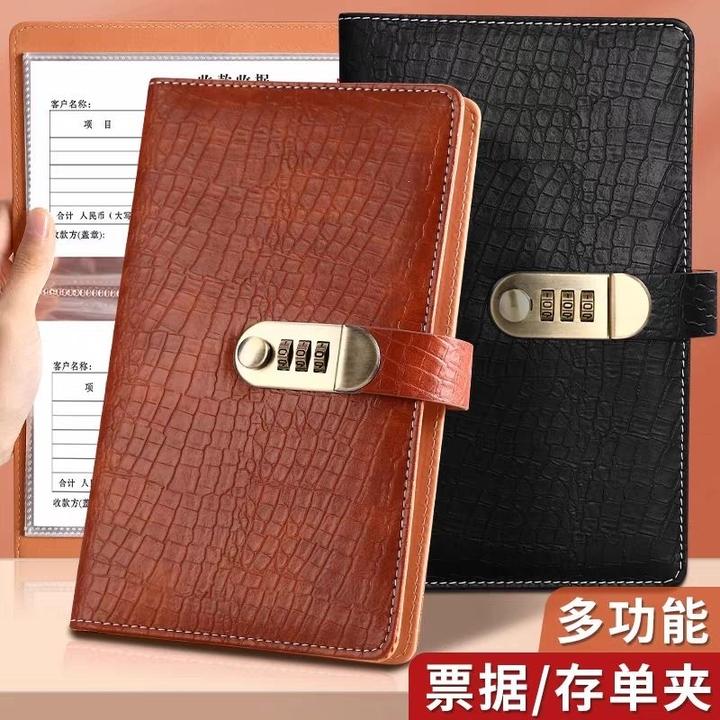 欧诺兔鳄鱼纹多功能防水带密码锁定期存单专用夹钱册存单收纳本