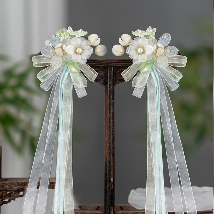 春亦轩森系淡雅古风温婉气质梨花落飘带对夹国风旗袍汉服百搭发夹