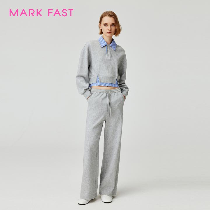 MARKFAST设计师品牌2025新品City Walk假两件拼色卫衣M1FFW24130
