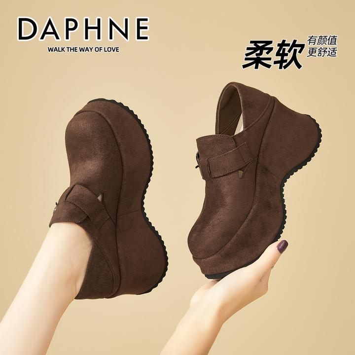 达芙妮琥珀流光风乐福鞋女厚底增高配裙子博肯鞋高跟舒适软底单鞋