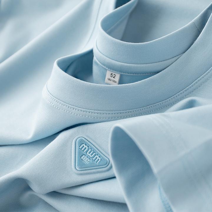 YG纯色百搭t恤2025新款薄款冰感液氨丝圆领宽松短撞色肌理男士