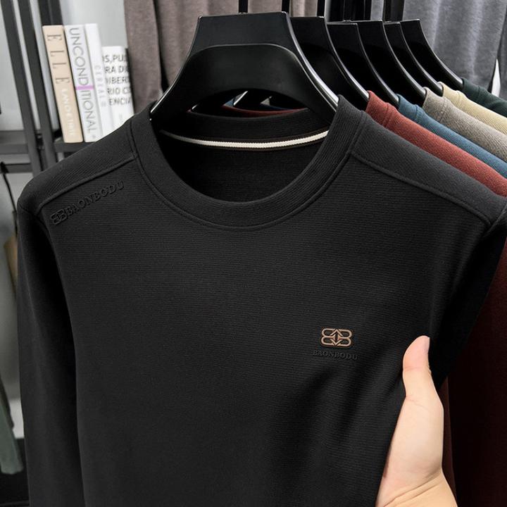 爆款男士桑蚕丝羊毛圆领长袖卫衣休闲潮流秋冬套头百搭宽松打底上