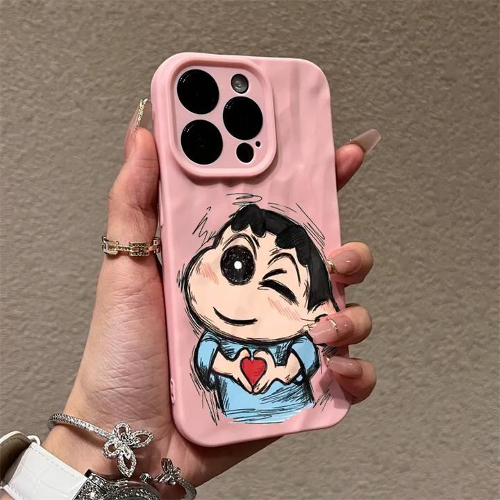 蜡笔小新适用苹果17/16Pro手机壳14/15promax褶皱全包13pro防摔软
