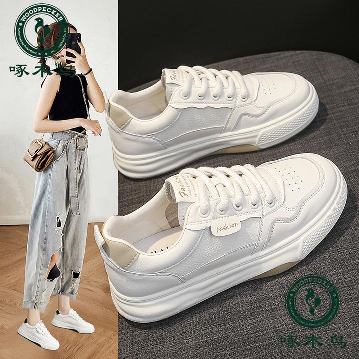 啄木鸟品牌小白鞋女2025秋季新款百搭时尚韩版休闲运动鞋女23766