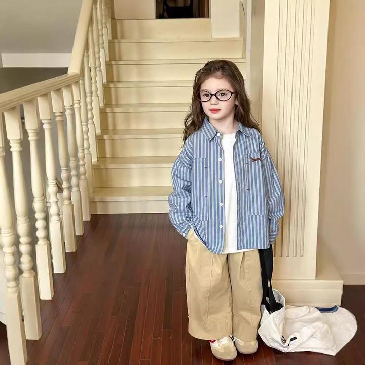 巴拉巴拉云朵童装春秋季新品儿童中性风休闲韩版宽松洋气条纹衬衫