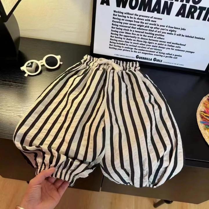 2025夏季新款条纹裤男童女童外穿中大童宽松休闲防蚊裤空调裤