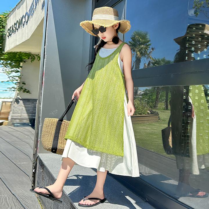 女童连衣裙夏季2025新款儿童夏装沙滩吊带裙子薄款女孩洋气公主裙