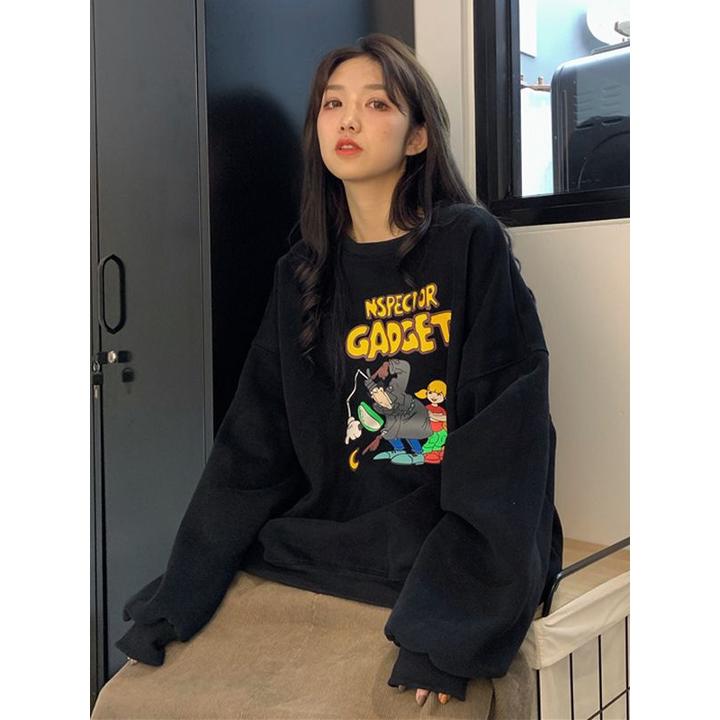 加厚无帽黑色卫衣女春秋2025新款潮牌ins慵懒风爆款加绒美式外套