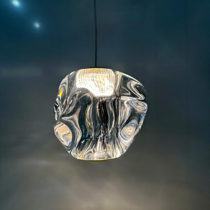 床头吊灯卧室熔岩玻璃冰块过道玄关吧台吊线灯设计感创意走廊灯