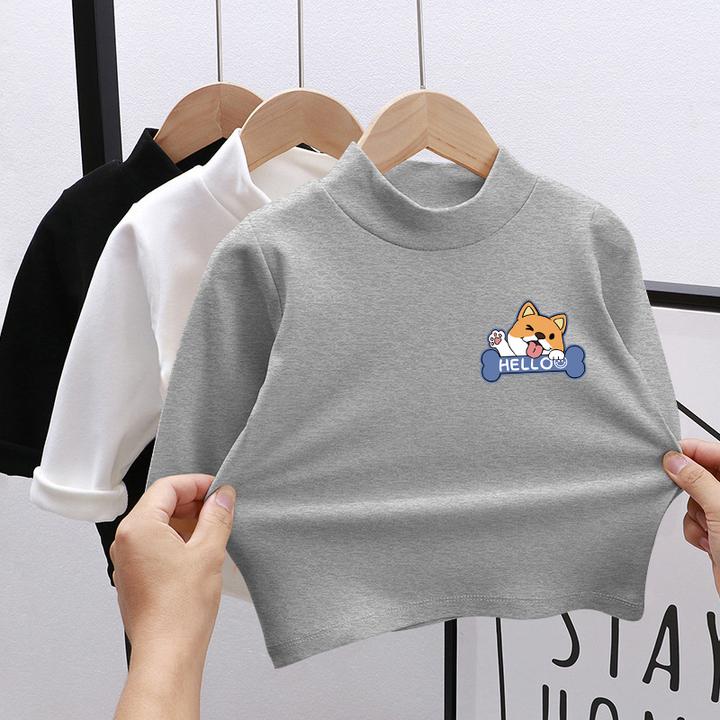 男童防寒德绒打底衫秋冬新款半高领双面保暖长袖T恤百搭爆款